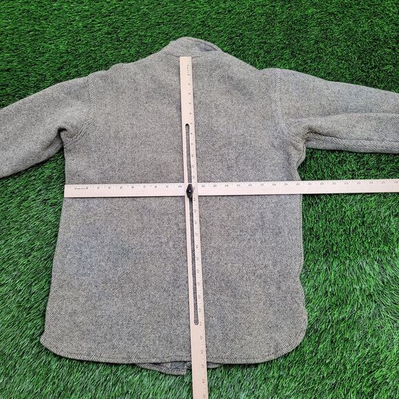 Vintage 80s MOD Flannel Button Shirt Small 20x27 Gray Jacket Shacket Heavyweight - Picture 5 of 14